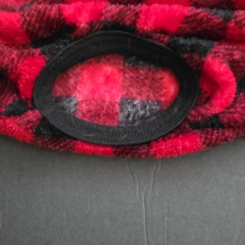 Red and Black Plaid Small Dog Sweater - Size M